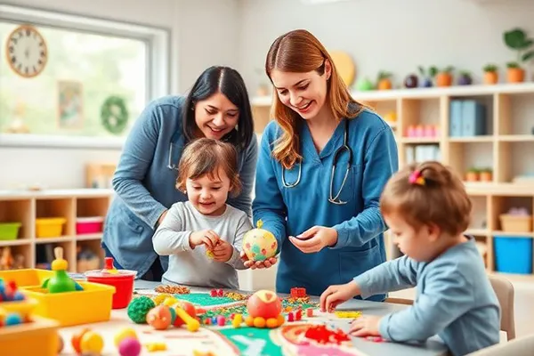 Our philosophy — STEAM childcare in Skyway STEAM childcare in Skyway — teacher guiding preschoolers through a colorful hands-on activity in a bright classroom