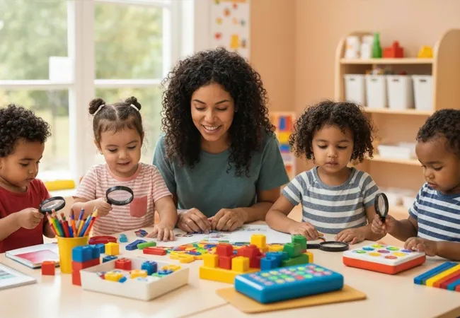 steam-learning-toddlers-classroom-multiracial Preschool children exploring STEAM activities with a teacher at a childcare program near Renton
